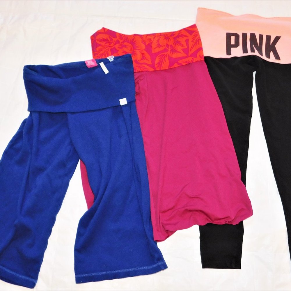 Victoria's Secret PINK Bundle/Lot of 3 Pants - Logo Patch Lounge Leggings Beach